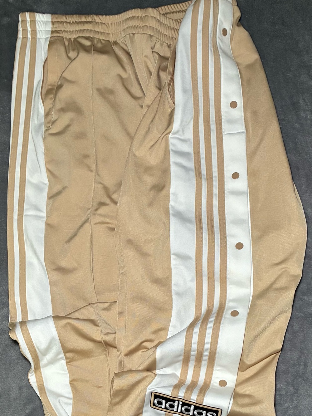 Adidas Beige Track Joggers with White Strips - Picture 3 of 4